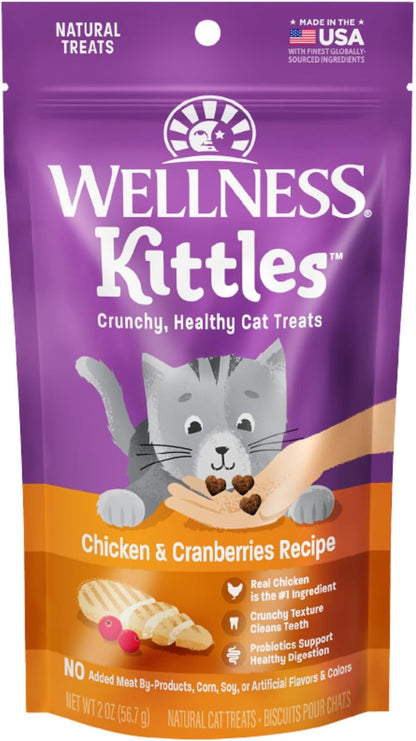 Kittles Crunchy Natural Grain Free Cat Treats, Chicken & Cranberry, 2-Ounce Bag